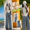 The grey wide-leg pants with a drape for women's suit material make them look taller and slimmer, and are suitable for commuting and casual wear Specification image